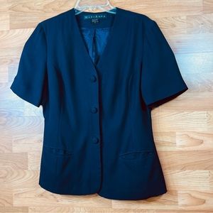 MariAnna Navy Blue Short Sleeve Power Jacket with 3 Large Buttons and 2 …